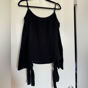 BCBGMaxAzria Off the Shoulder Bell Sleeve Black Shirt